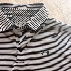 Under Armour HeatGear Men's Polo Shirt - Navy and Gray Stripe, size L